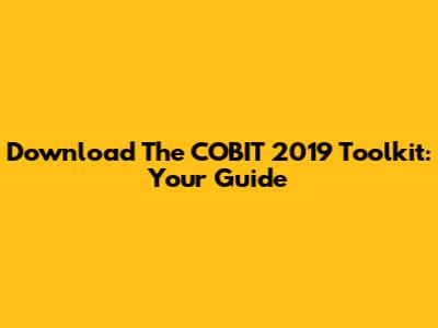 Download The COBIT 2019 Toolkit: Your Guide