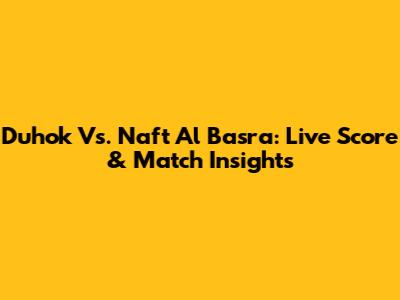 Duhok Vs. Naft Al Basra: Live Score & Match Insights