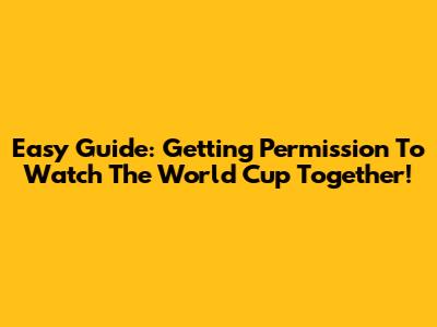 Easy Guide: Getting Permission To Watch The World Cup Together!