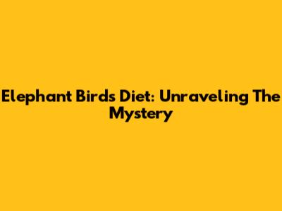 Elephant Birds' Diet: Unraveling The Mystery