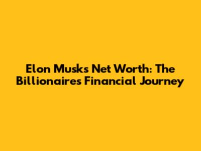 Elon Musk's Net Worth: The Billionaire's Financial Journey