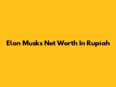 Elon Musk's Net Worth In Rupiah