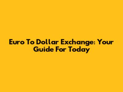 Euro To Dollar Exchange: Your Guide For Today
