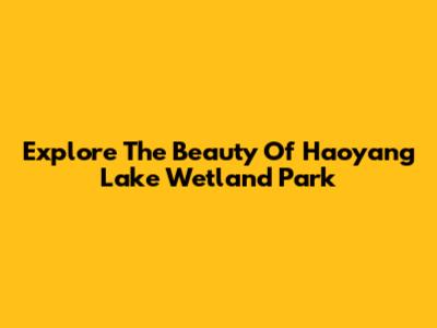 Explore The Beauty Of Haoyang Lake Wetland Park