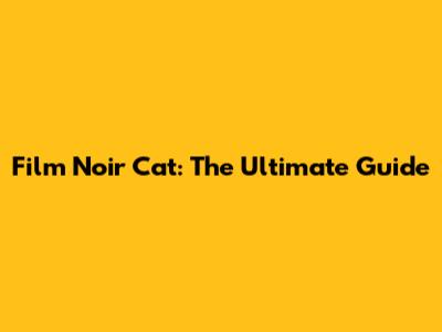 Film Noir Cat: The Ultimate Guide