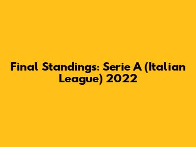 Final Standings: Serie A (Italian League) 2022
