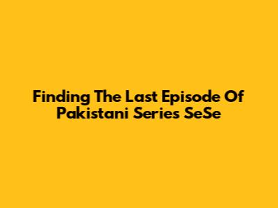 Finding The Last Episode Of Pakistani Series 'SeSe'