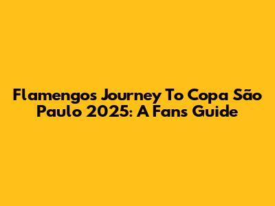 Flamengo's Journey To Copa São Paulo 2025: A Fan's Guide