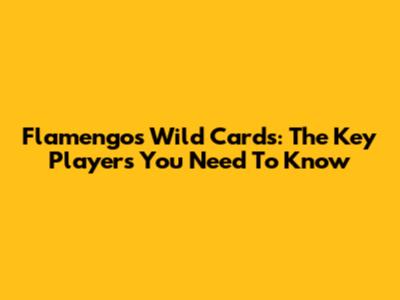 Flamengo's Wild Cards: The Key Players You Need To Know