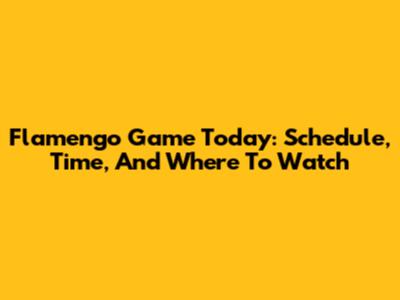 Flamengo Game Today: Schedule, Time, And Where To Watch