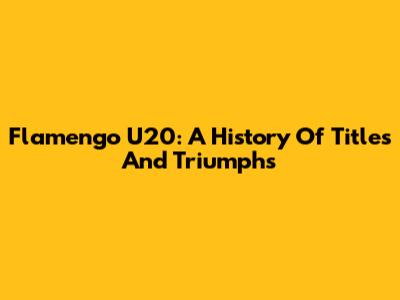 Flamengo U20: A History Of Titles And Triumphs