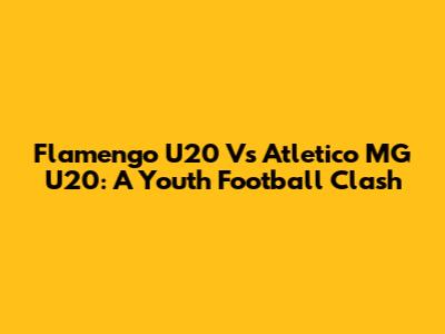 Flamengo U20 Vs Atletico MG U20: A Youth Football Clash