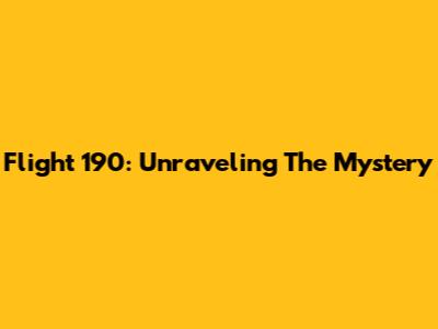 Flight 190: Unraveling The Mystery