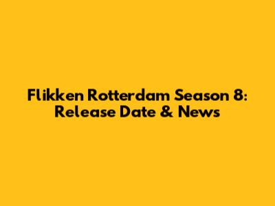 Flikken Rotterdam Season 8: Release Date & News