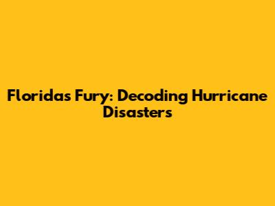 Florida's Fury: Decoding Hurricane Disasters