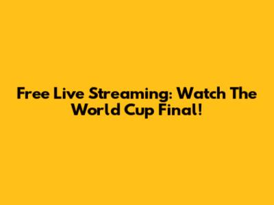 Free Live Streaming: Watch The World Cup Final!