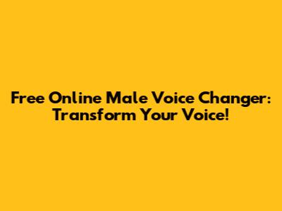Free Online Male Voice Changer: Transform Your Voice!