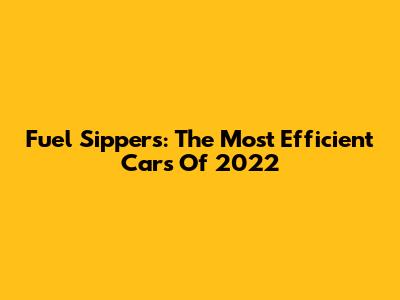 Fuel Sippers: The Most Efficient Cars Of 2022