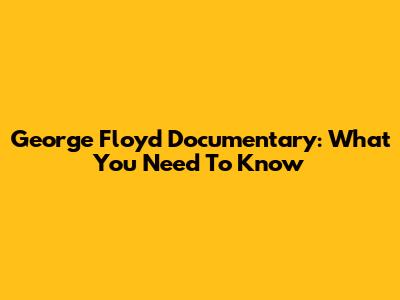 George Floyd Documentary: What You Need To Know