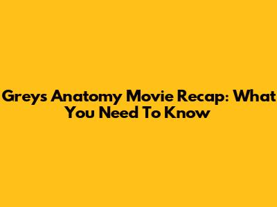 Grey's Anatomy Movie Recap: What You Need To Know