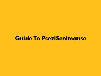 Guide To PseziSenimanse