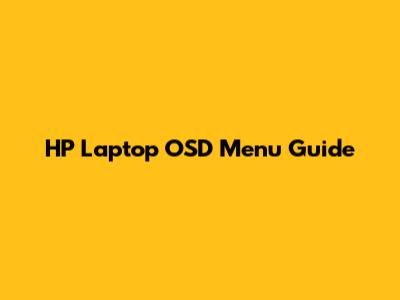 HP Laptop OSD Menu Guide