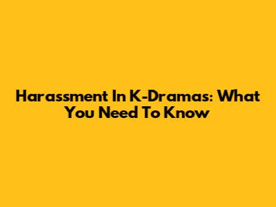 Harassment In K-Dramas: What You Need To Know