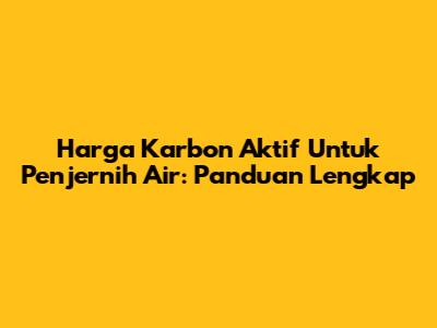 Harga Karbon Aktif Untuk Penjernih Air: Panduan Lengkap