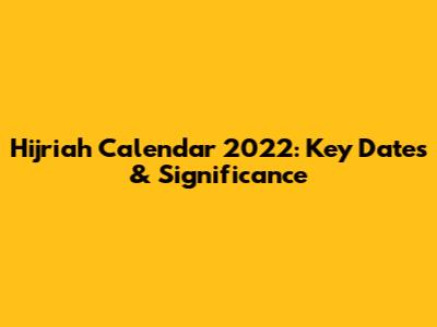 Hijriah Calendar 2022: Key Dates & Significance
