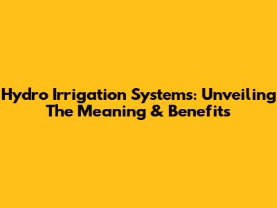 Hydro Irrigation Systems: Unveiling The Meaning & Benefits