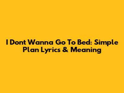 I Don't Wanna Go To Bed: Simple Plan Lyrics & Meaning