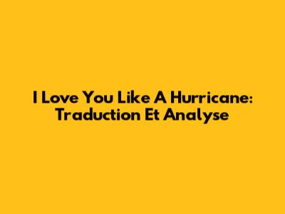 I Love You Like A Hurricane: Traduction Et Analyse