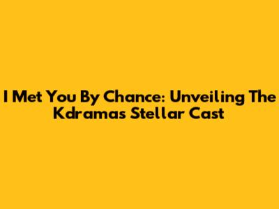 I Met You By Chance: Unveiling The Kdrama's Stellar Cast
