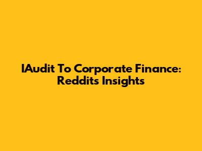 IAudit To Corporate Finance: Reddit's Insights