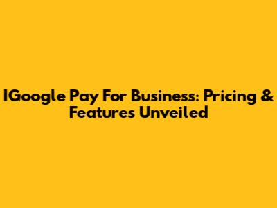 IGoogle Pay For Business: Pricing & Features Unveiled