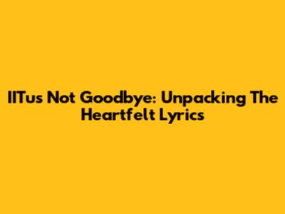 IITu's Not Goodbye: Unpacking The Heartfelt Lyrics