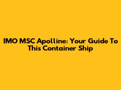 IMO MSC Apolline: Your Guide To This Container Ship