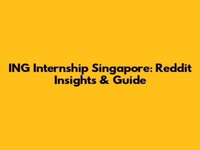 ING Internship Singapore: Reddit Insights & Guide