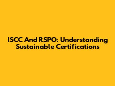 ISCC And RSPO: Understanding Sustainable Certifications