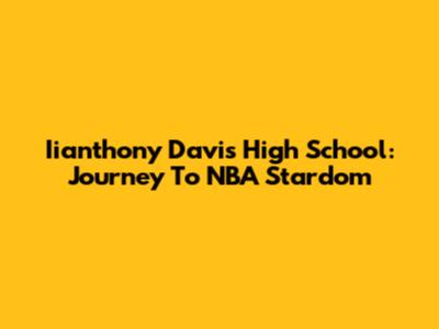 Iianthony Davis High School: Journey To NBA Stardom