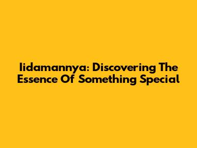 Iidamannya: Discovering The Essence Of Something Special