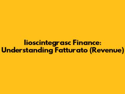 Iioscintegrasc Finance: Understanding Fatturato (Revenue)