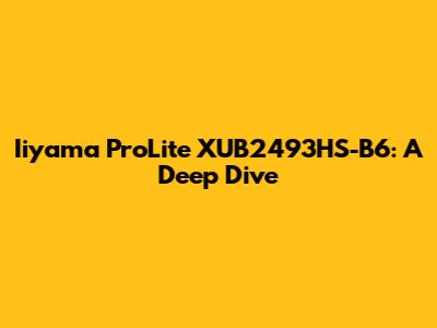 Iiyama ProLite XUB2493HS-B6: A Deep Dive