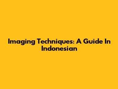 Imaging Techniques: A Guide In Indonesian