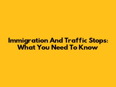 Immigration And Traffic Stops: What You Need To Know