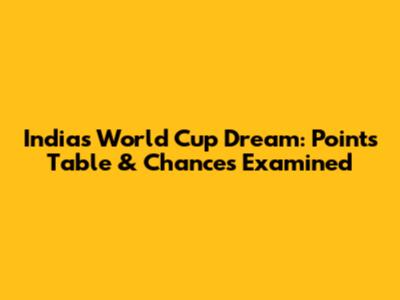 India's World Cup Dream: Points Table & Chances Examined