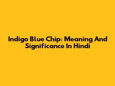 Indigo Blue Chip: Meaning And Significance In Hindi