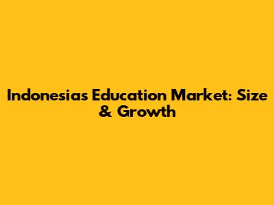 Indonesia's Education Market: Size & Growth
