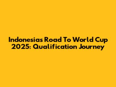 Indonesia's Road To World Cup 2025: Qualification Journey