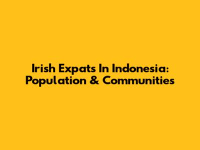 Irish Expats In Indonesia: Population & Communities